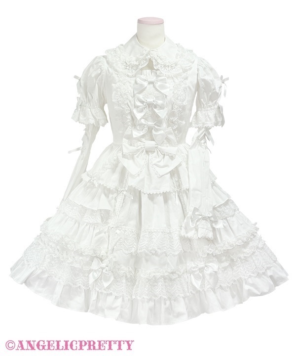 Lace Whip Detachable Sleeve One Piece - White