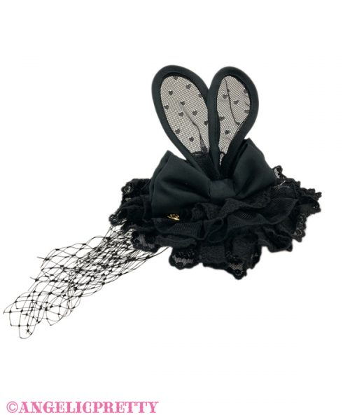 Lacy Bunny Canotier - Black