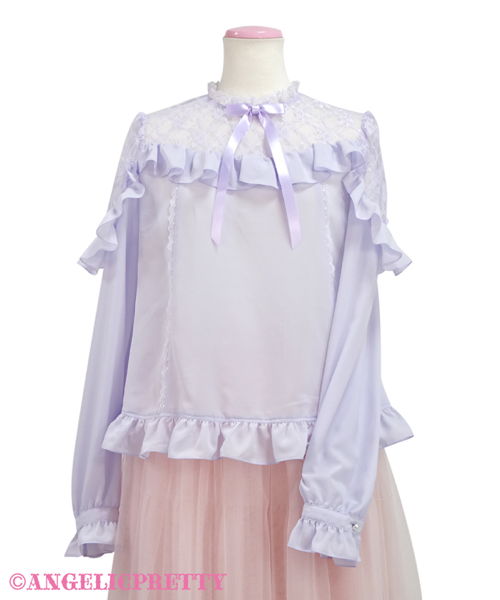Lacy Frill Blouse - Lavender [222B07-060341-lv] - $119.00