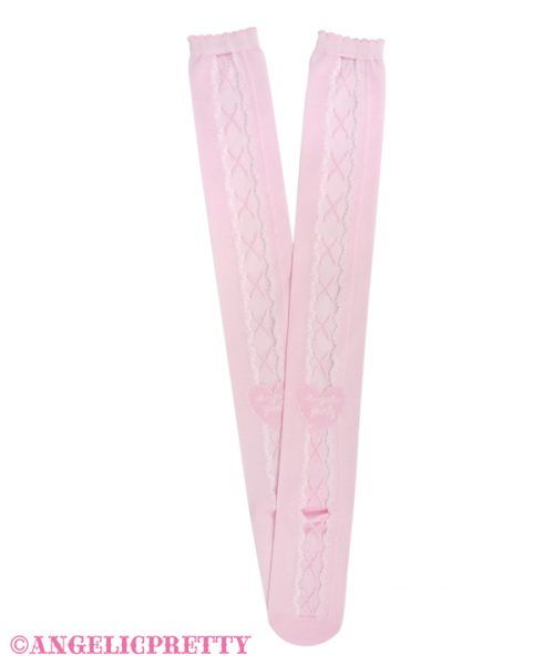 Lacy Lace Up Over Knee - Pink