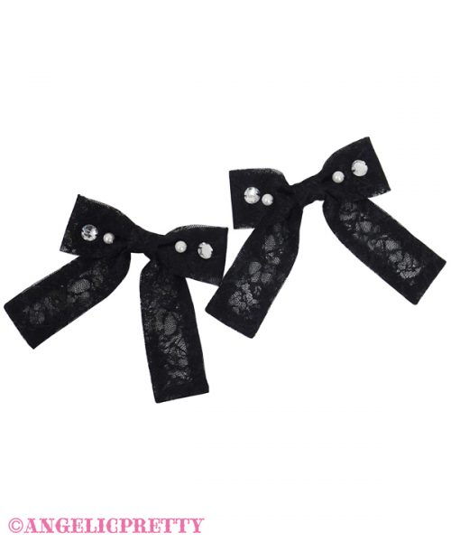 Lacy Prima Ribbon Clip Set - Black