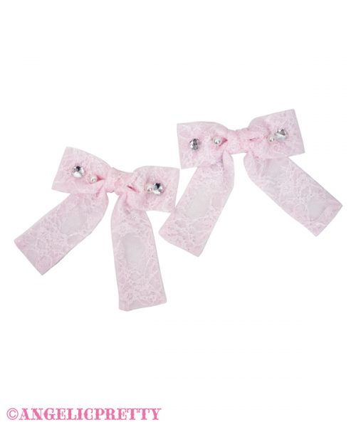 Lacy Prima Ribbon Clip Set - Pink