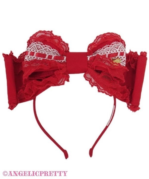 Ladder Lace Headbow - Red