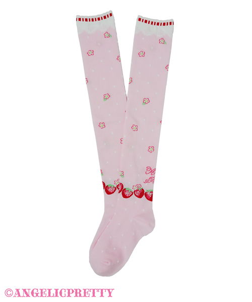 Little Bunny Strawberry Over Knee - Pink