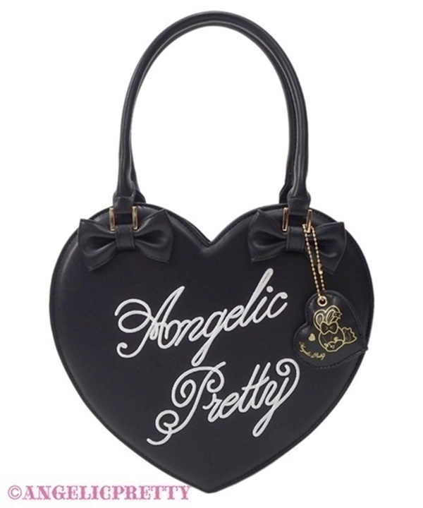 Logo Embroidery Heart Tote Bag - Black