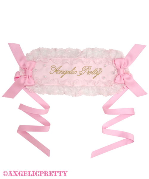 Logo Embroidery Pearl Headdress - Pink