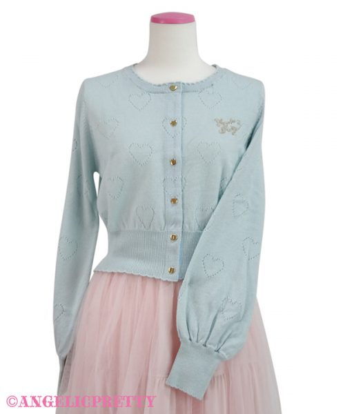 Lovely Heart Knit Cardigan - Sax