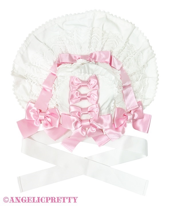 Lovely Ribbon Bonnet - White x Pink