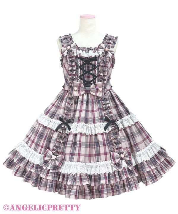 Lovely Tartan Check Jumperskirt - Pink