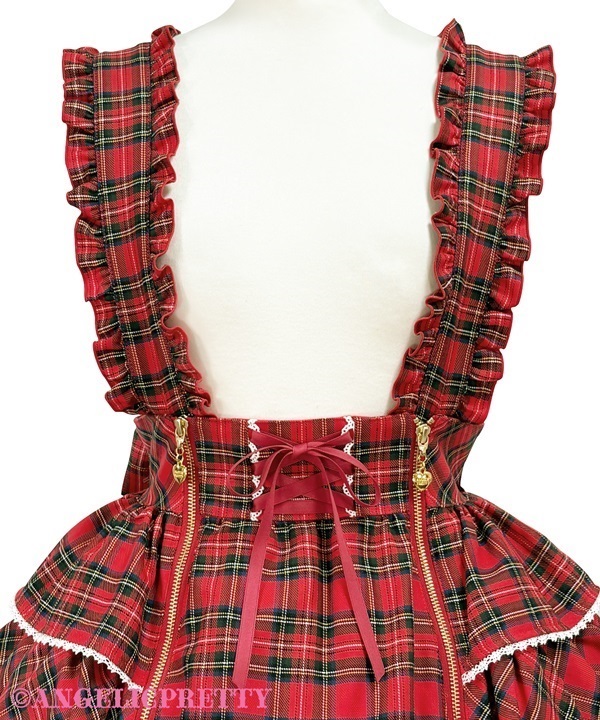 Angelic Pretty Campusスカート タータン赤チェック Lovely Tartan Check Skirt - Red [262S08-010161-rd] - $298.00