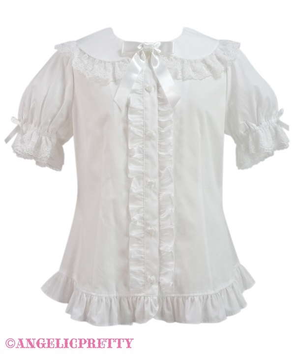 Lyrical Bunny Lace Short Sleeve Blouse - White