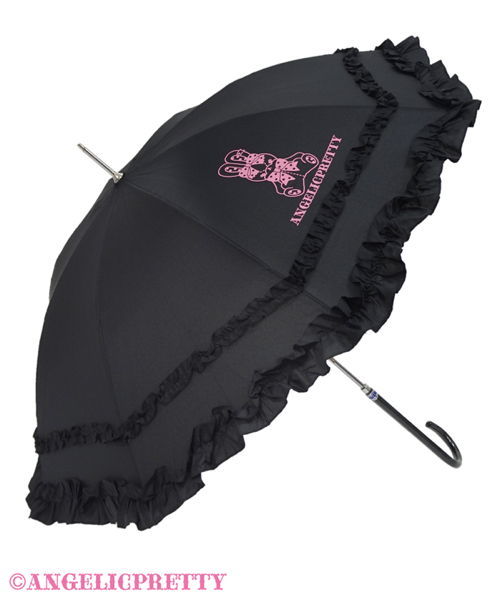 Lyrical Bunny Print Umbrella - Black