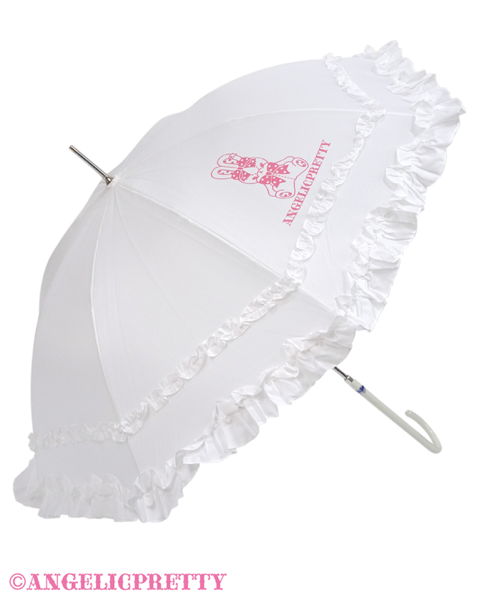 Lyrical Bunny Print Umbrella - White