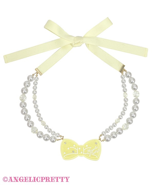 Macaron Ribbon Necklace - Yellow