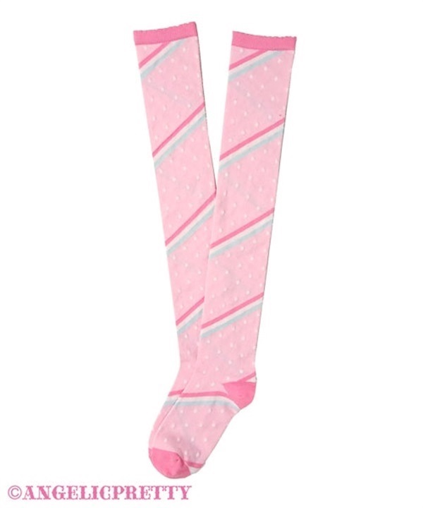 Marshmallow Border Over Knee - Pink x Pink