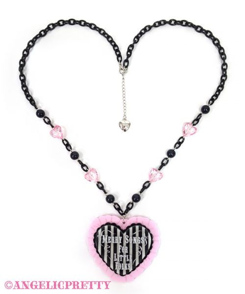 Melody Toys Heart Necklace - Black x Pink