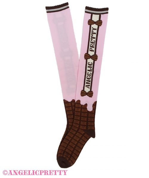 Melty Ribbon Chocolate Over Knee - Pink
