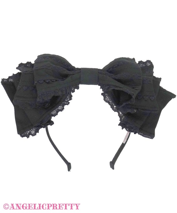Millefeuille Headbow - Black x Black - Click Image to Close