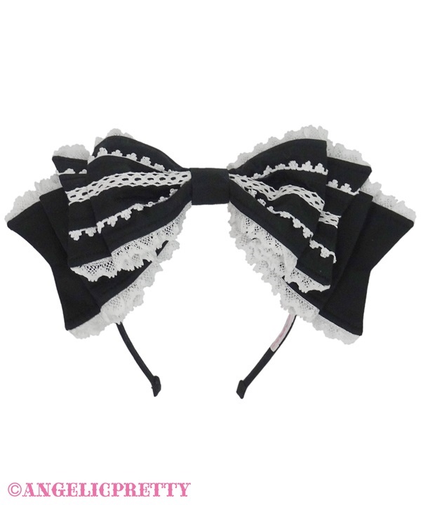 Millefeuille Headbow - Black x White - Click Image to Close