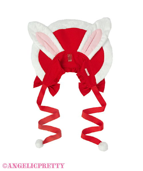 Nakayoshi Bunny Bonnet - Red - Click Image to Close