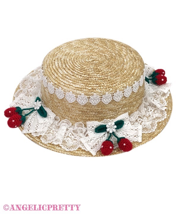 Omekashi Berry Knitted Straw Hat - White