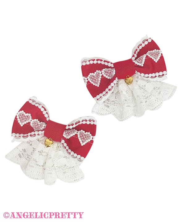 Omekashi Lace Ribbon Clip Set - Red
