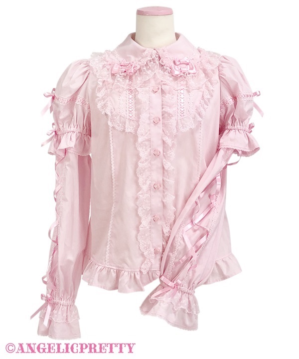 Omekashi Ladder Lace Removable Sleeve Blouse - Pink