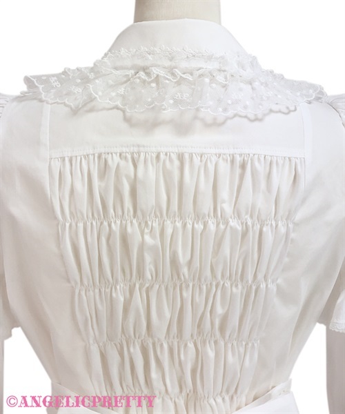 Omekashi Ladder Lace Removable Sleeve Blouse - White x Pink - Click Image to Close