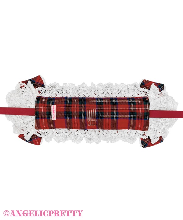 Oshama Frill Headdress (Tartan) - Pink