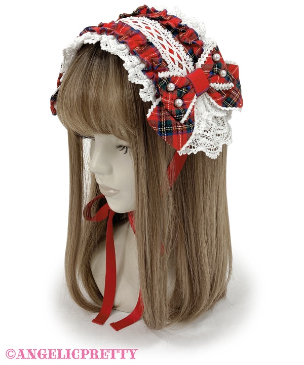 Oshama Frill Headdress (Tartan) - Pink