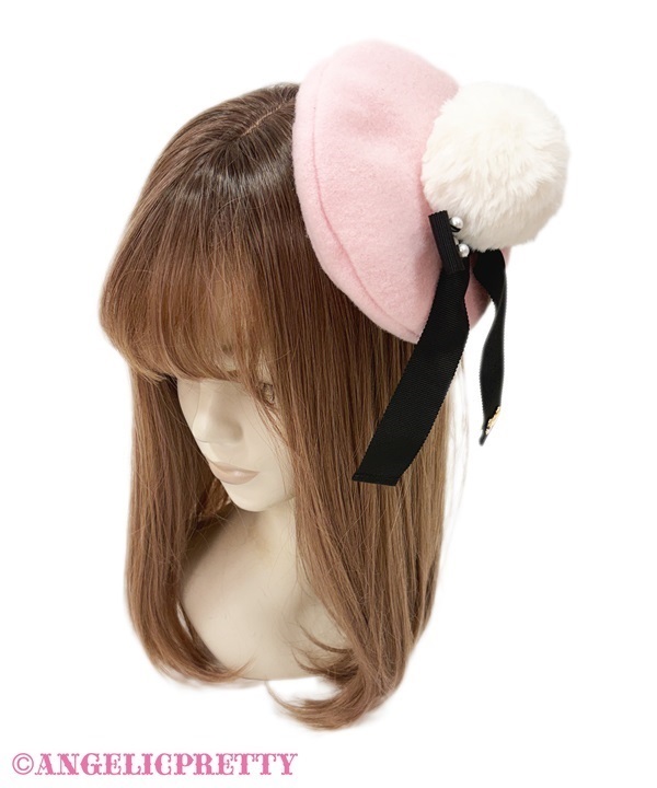 Oshama Ribbon Mini Beret - Black [262KH09-110689-bk] - $60.00