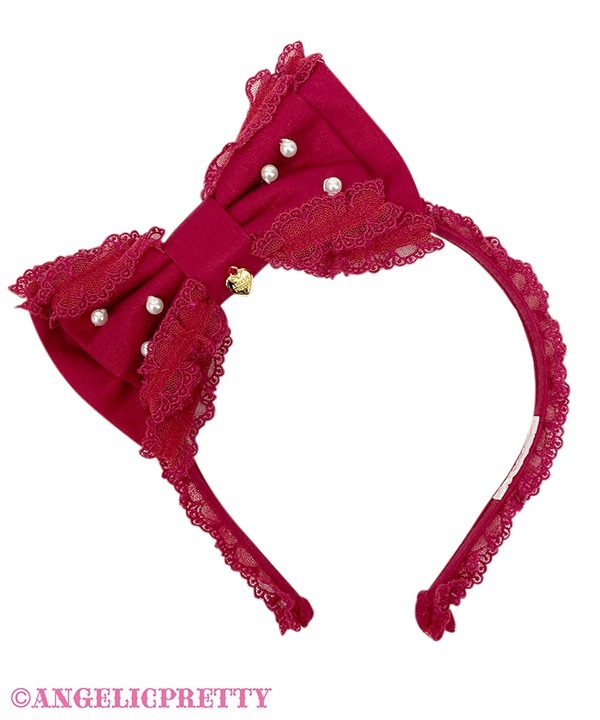 Pearl Oshama Ribbon Headbow - Wine