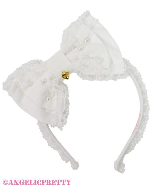Pearl Ribbon Headbow - White