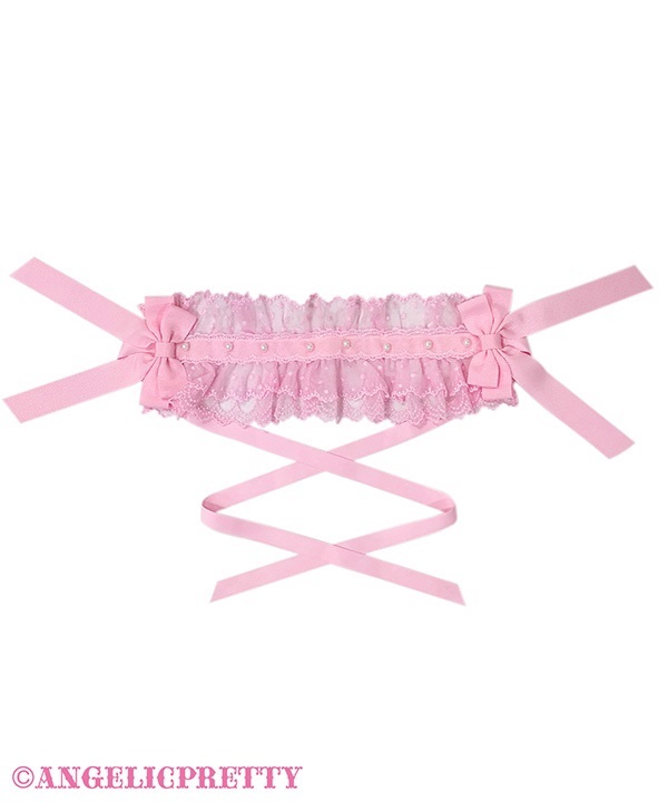 Pearl Ribbon Lace Headdress - Pink