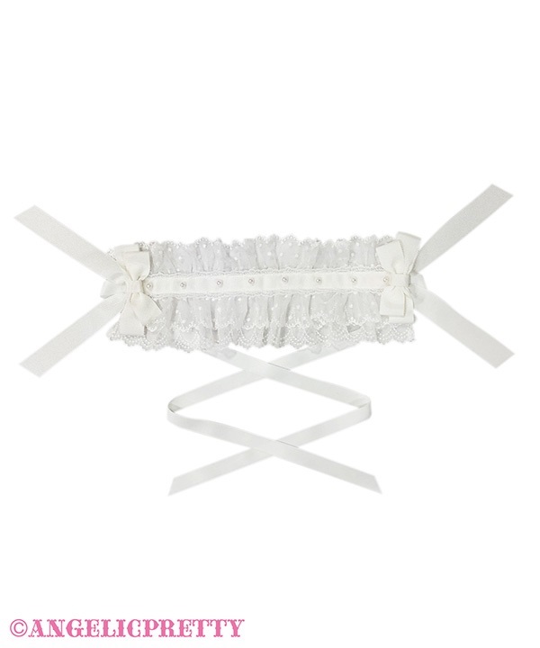 Pearl Ribbon Lace Headdress - White