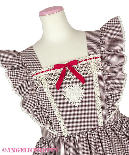 Petit Gingham Heart Jumperskirt - Red