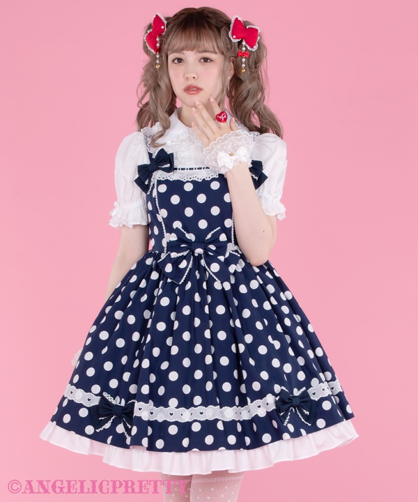 Polka Dot Jumperskirt - Navy