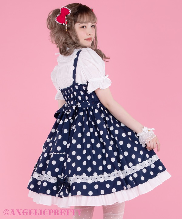 Polka Dot Jumperskirt - Navy