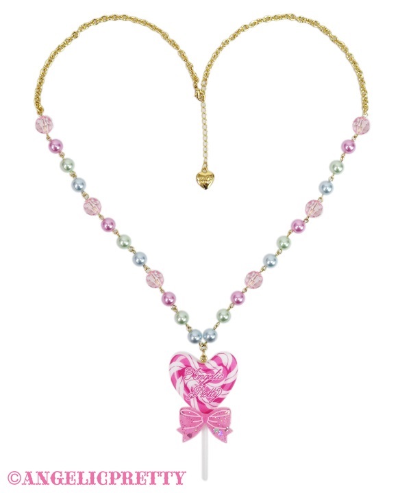 Pop Heart Lolipop Necklace - Pink