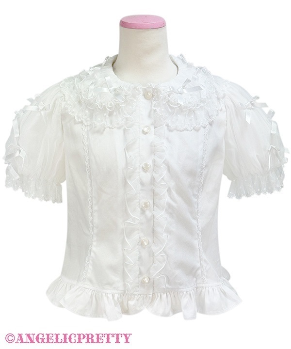 POP Tulle Ribbon Blouse - White