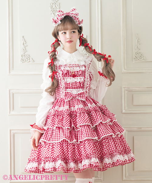Pretty Frill Jumperskirt (Gingham) - Red
