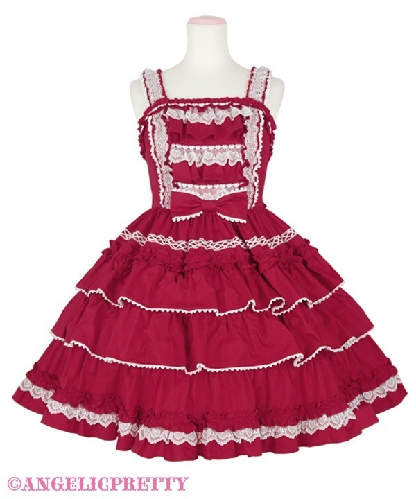 Pretty Frill Jumperskirt - Wine