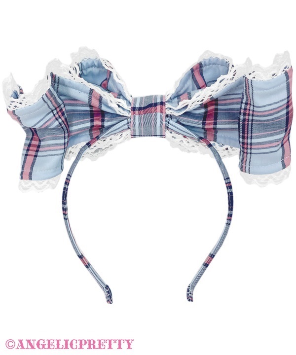 Pretty Kururin Headbow (Tartan) - Pink