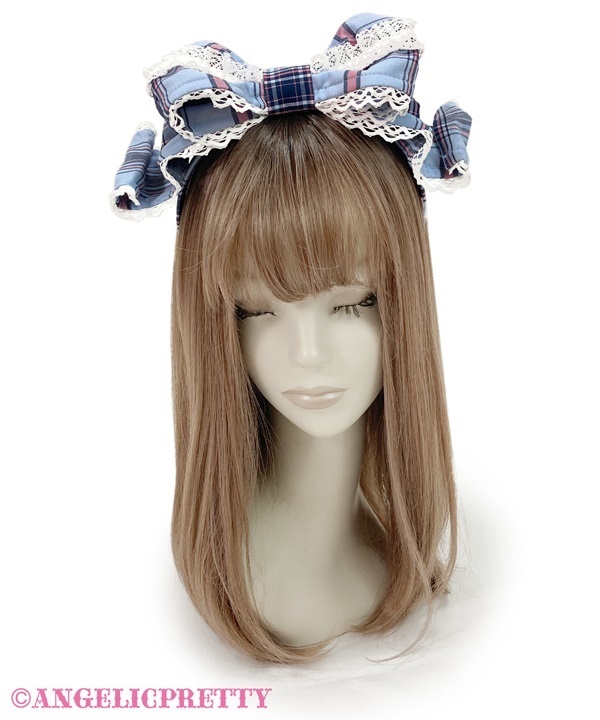 Pretty Kururin Headbow (Tartan) - Pink
