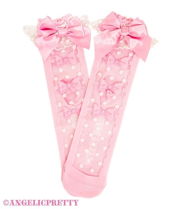 Prima Ribbon Crew Socks - Pink