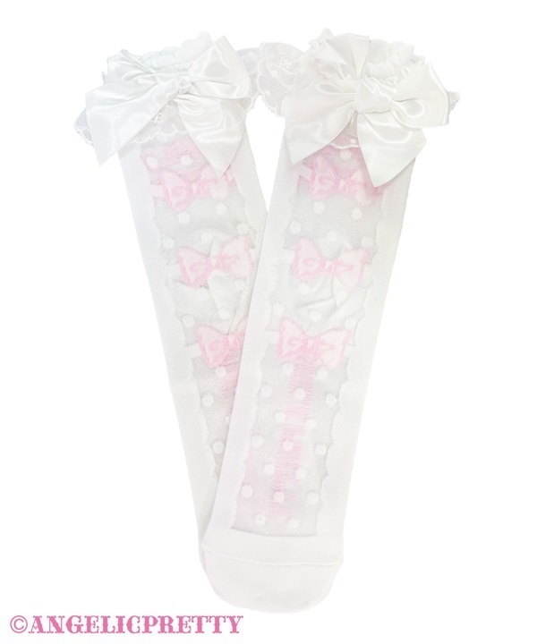 Prima Ribbon Crew Socks - White