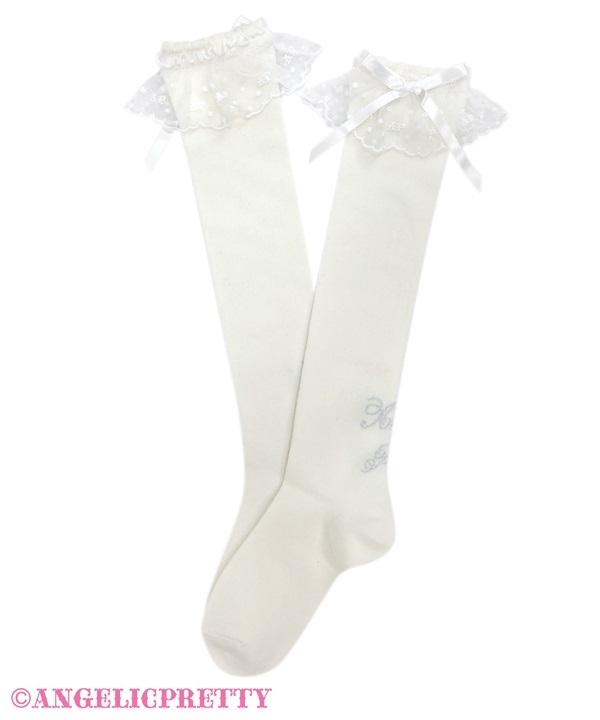 Princess Logo High Socks - White x White - Click Image to Close
