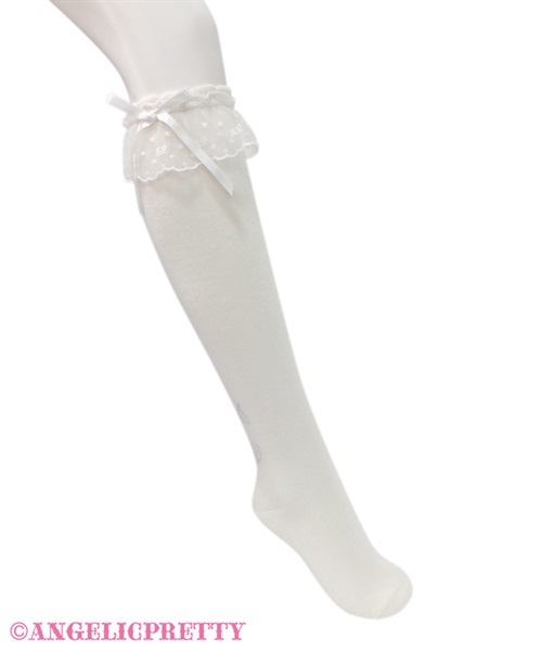 Princess Logo High Socks - White x White - Click Image to Close