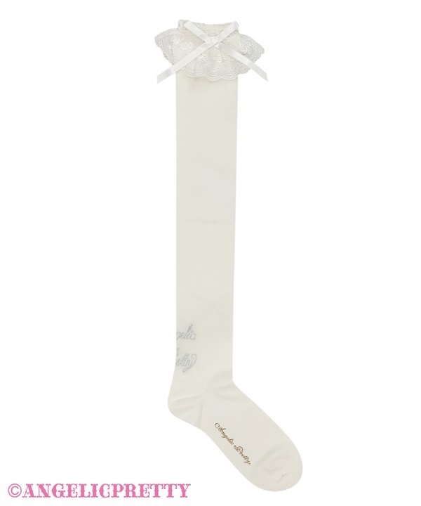 Princess Logo Over Knee - White x Pink