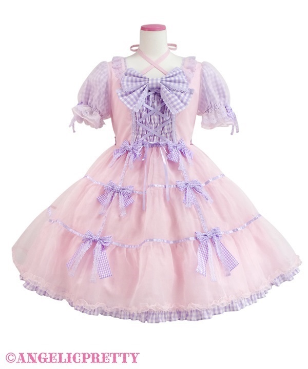 Puff Gingham One Piece - Pink